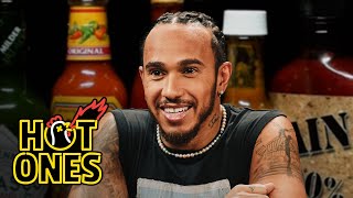 Lewis Hamilton Goes Full Send While Eating Spicy Wings  Hot Ones [upl. by Meekah]