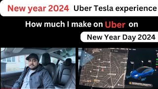 Uber on Tesla on New year 2024  How much I make on Uber on New Year day 2024Uber driver in UK [upl. by Atled]