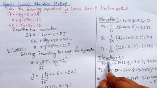 Jacobi method  Iterative method  Solution of linear system of equation [upl. by Cartwright]