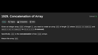 Leetcode Easy  Detailed Videos  დეტალური ვიდეოები  3  1929 concatenationofarray [upl. by Emerick]