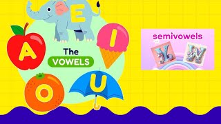 Kids grammar 5 vowels and semivowels in English aeiou yandw [upl. by Eillo]