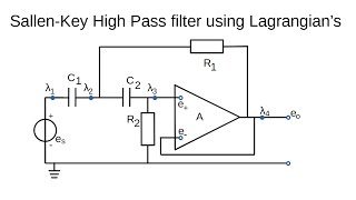 SallenKey High Pass Filter using Lagrangians [upl. by Netsua]