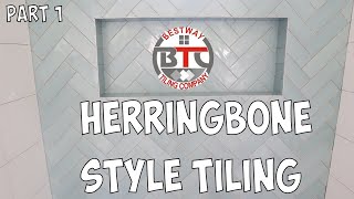 How To Do Herringbone Style Tiling  Shower Feature Wall  Herringbone Tile Designs  Backsplash [upl. by Liv]