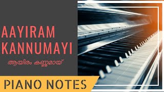 Aayiram kannumai Evergreen Malayalam song piano notes [upl. by Efrem]