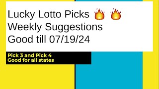 🔥💰Lucky Lotto Picks Weekly Suggestions Pick 3 amp 4 Good till 071924 Good for all states [upl. by Alliuqahs]