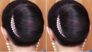 Best amp Easy ✨ Simple Juda Bun Hairstyle Girl For Long Hair  Simple Quick Updo Hairstyle For Women [upl. by Nedlog]