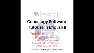 Heredis Tutorial 4  Entering Census Data [upl. by Dorrahs]