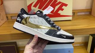 Stussy x Air Jordan 1 Low Dragon Scale Gold Hook [upl. by Leummas]