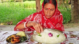 Panta Bhat Eating Show I Panta Bhat with Alu MakhaFried FishSaag FryBhindi FryOnionGreen Chilli [upl. by Neelrahs]