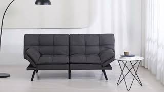 EGOHOME Convertible Memory Foam Futon Sofa Bed Loveseat Dark Gray [upl. by Finzer]