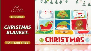 【EN093】🎅🏻🤶🎄Christmas Blanket Crochet Tutorial  ⛄Warming up for your Christmas🧦  Susans Family [upl. by Serdna]