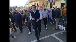 Regionali Umbria Matteo Salvini in ‘tour’ al mercatino di Terni [upl. by Claribel]