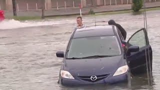 Houston intersection submerged in flooding [upl. by Otanod]