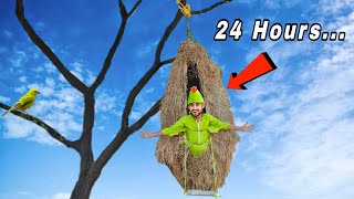 Living On Real birdhouse For 24 Hours  WE build birdhouse  a1 adventure [upl. by Ecyor405]