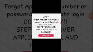 How to recover application number and password in NEET candidate login [upl. by Alliuqet643]