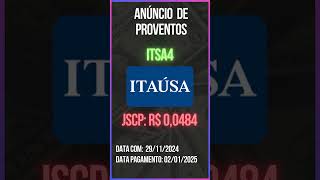 Anúncio de Proventos  ITSA4  ITAUSA [upl. by Onaivlis]