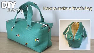 DIY 박스 파우치백 만들기  사각 지퍼 파우치백  화장품 가방  How to make a Pouch Bag  Diy Easy Box Pouch [upl. by Mairem]