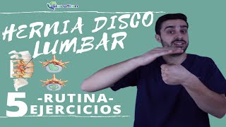 5 EJERCICIOS para HERNIA de DISCO LUMBAR o HERNIA DISCAL  Fisioterapia  Fisiolution [upl. by Aihsa657]