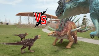 Kentrosaurus Vs Albertosaurus And Dromaeosaurus  Dino Dana 2017 [upl. by Anaiviv]