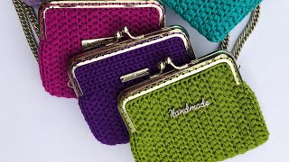 Crochet coin purse with card holder tutorial [upl. by Aicemed]