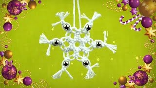 Easy Macramé Snowflake with Beads  Tutorial by Macrame School [upl. by Kcoj404]