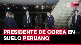 Yoon SukYeol presidente de la República de Corea llegó al Perú para participar del foro APEC 2024 [upl. by Casmey]