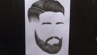 How to draw hair  Male hair and beard sketching  boy face charcoal pencil drawing [upl. by Persons]