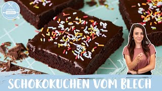 Schokokuchen vom Blech 🍫🍰  SchokoBlechkuchen  Einfach Backen [upl. by Sitrik]