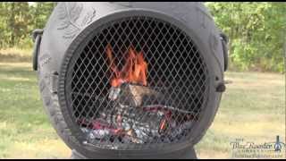 Yule Log Fire in a Blue Rooster Dragonfly Cast Aluminum Chiminea [upl. by Latoyia]