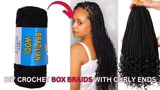 SHOCKING 😱 I Made Crochet Box Braids with Curly Ends using Brazilian Wool 😱🔥brazilianwool [upl. by Lodhia]