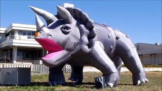 Dinosaur shooting game event production  Triceratops Inflatable  ABItech 恐竜シューティング トリケラトプス [upl. by Atteynot]