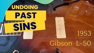 1953 Gibson L50 Restoration Part 2  Repairing the top [upl. by Elenaj]