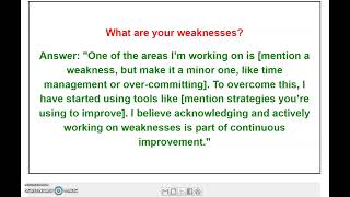 IQP  What are your weaknesses  Interview Questions and Answers [upl. by Lacie846]