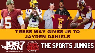 Jayden Daniels Gets Number 5  Sports Junkies [upl. by Rector]