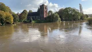 The River Severn in flood at Atcham Shrewsbury Shropshire [upl. by Eelessej281]