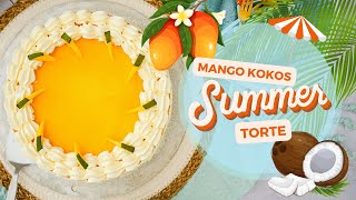 Kokos Mango Torte Eine fruchtige Leckerei für heiße Tage  Süßer Sommertraum Rezept Mango Torte [upl. by Eckblad600]