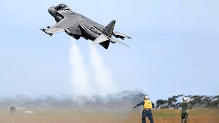 Incredible Skills of US AV8B Harrier II Pilots Showcase Insane Jumps [upl. by Suoinuj]