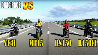 MT15 vs SYM VF3 vs Raider Fi vs RS150  Drag race [upl. by Camilia]