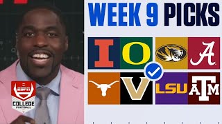 ESPN College Football LIVE  Predictions to NCAAF Week 9 Texas vs Vanderbilt Missouri vs Alabama [upl. by Mila]