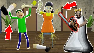 Experiments on Squid Game vs Granny vs Baldi  funny horror animation Compilation 59 [upl. by Haela489]