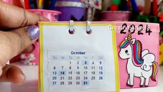 How to make cute desk calendar🦄 DIY Handmade Desktop Calendar easyDIY unicorn crafts [upl. by Nashbar503]