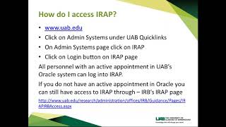 Introduction to IRAP Integrated Research Admin Portal [upl. by Ellessig]