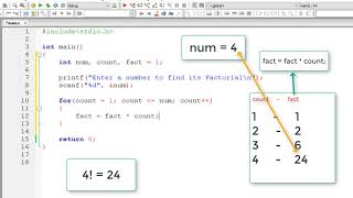 C Program To Find Factorial of a Number using For Loop [upl. by Eyllek767]