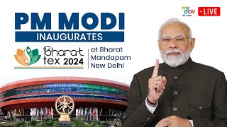 PM Modi inaugurates Bharat Tex 2024 in BharatMandapam New Delhi [upl. by Kerek282]