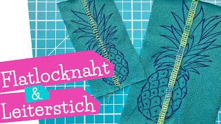 Flatlocknaht amp Leiterstich mit der Overlock  3Faden Flachnaht  Wendenaht  Nähen  mommymade [upl. by Josh692]