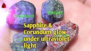 corundum under blue ultraviolet laser light  Witch Gemstone will glow under ultraviolet light [upl. by Ahcsat882]