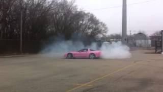 Pink Corvette does burnout [upl. by Louise]