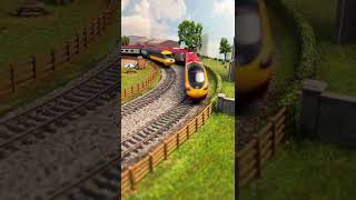 High Speed Model Trains Passing [upl. by Pandich]