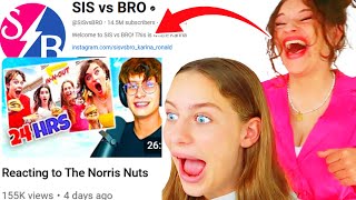 REACTING TO SIS VS BRO REACTING TO OUR VIDEO wThe Norris Nuts [upl. by Klaus]