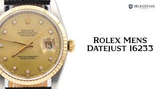 Mens Rolex TwoTone Datejust Watch Factory Gold Champagne Diamond Dial 16233 [upl. by Haroldson]